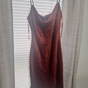 Express Satin Dress in Deep Red